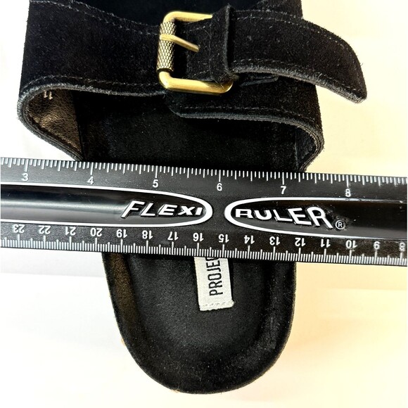 Project Cloud Black Suede Y2K Chunky Platform Buckle Sandals 90s Women's Size 11 - Picture 11 of 12